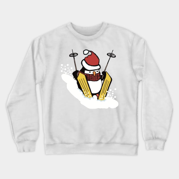 Cute penguin trying to ski Crewneck Sweatshirt by marina63